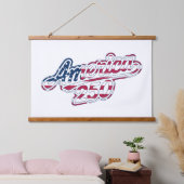 America 250 Flag Script Semiquincentennial Design Wandteppich Mit Holzrahmen (Schlafzimmer)