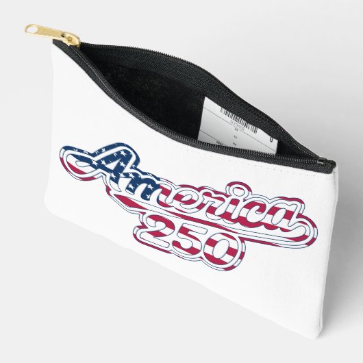 America 250 Flag Script Semiquincentennial Design Zubehörtasche (Offen)