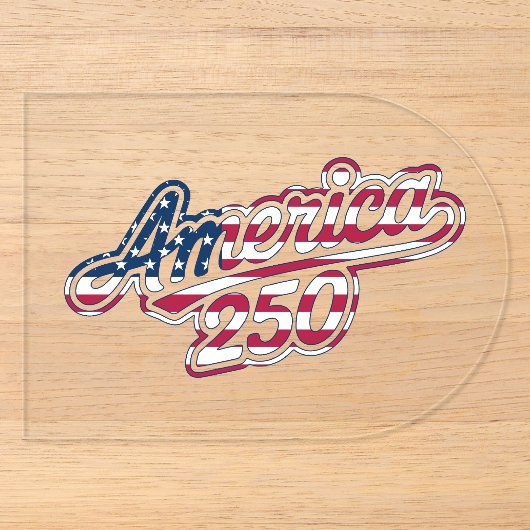 America 250 Flaggen-Script Semiquincentennial-Desi Acryleinladungen (Vorderseite)
