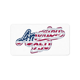 America 250 Flaggen-Script Semiquincentennial-Desi Adressaufkleber