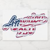 America 250 Flaggen-Script Semiquincentennial-Desi Lebensmitteletikett (Einzelnes Label)
