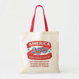 America 250 Fügen Sie Ihrem Text Staat Rot Weiß Bl Tragetasche
