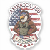 America 250 Fun Patriotic Eagle 4th of July Art Aufkleber (Vorderseite)