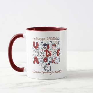 America 250. Geburtstag Lustiger falsch geschriebe Tasse
