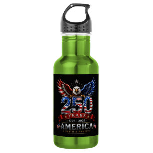 America 250 Glaube Familie Patriotischer Adler Edelstahlflasche