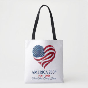 America 250. Jubiläums-Flagge-Herz-Tragetasche Tasche