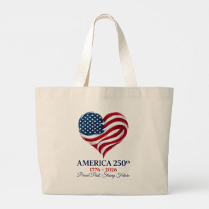 America 250. Jubiläumsflagge Herz Jumbo-Tüte Jumbo Stoffbeutel