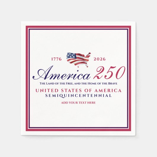 America 250 Land of Free Home Brave Red Patriotic Serviette (Vorderseite)