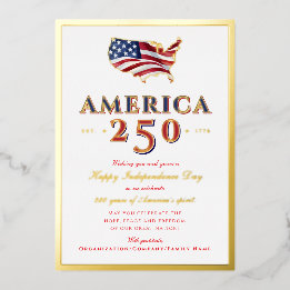 America 250 Map Semiquincentennial Patriotic Red Folien Feiertagskarte