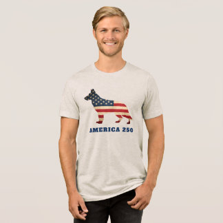 America 250 Patriotic German Shepherd Dog Tri-Blend Shirt