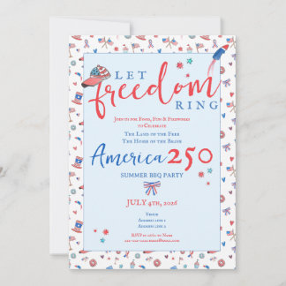America 250 Patriotic Let Freedom Ring 4th of July Einladung