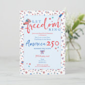America 250 Patriotic Let Freedom Ring 4th of July Einladung (Stehend Vorderseite)
