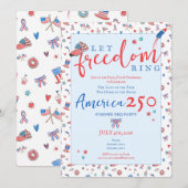 America 250 Patriotic Let Freedom Ring 4th of July Einladung (Vorne/Hinten)