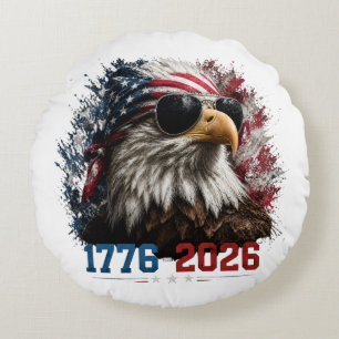 America 250 Patriotischer Adlerflagge 1776–2026 Rundes Kissen
