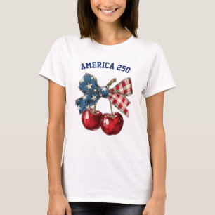 America 250 Patriotischer Kirsche Vintage US-Flagg T-Shirt