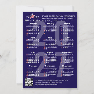 America 250 Patriotisches Blau 2027 Kalenderkarte