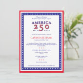 America 250 Political Candidate Campaign Fundraisi Einladung (Stehend Vorderseite)