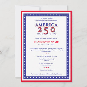 America 250 Political Candidate Campaign Fundraisi Einladung
