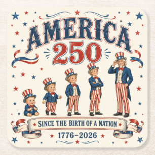 America 250  rechteckiger pappuntersetzer