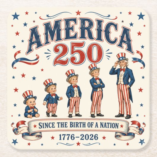 America 250 rechteckiger pappuntersetzer (Vorderseite)