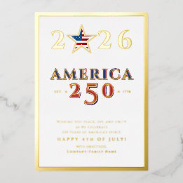 America 250 Semiquincentennial 2026 July 4th Star Folien Feiertagskarte
