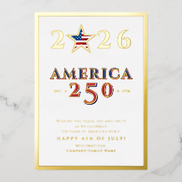 America 250 Semiquincentennial 2026 July 4th Star Folien Feiertagskarte