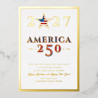 America 250 Semiquincentennial Patriotischer Stern Folien Feiertagskarte