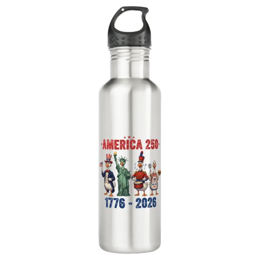 America 250 Silly Geese Funny Patriotic Water Bott Edelstahlflasche (Vorderseite)