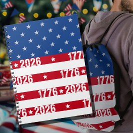 America 250 Stars & Stripes 1776 2026 Lettering Notizblock