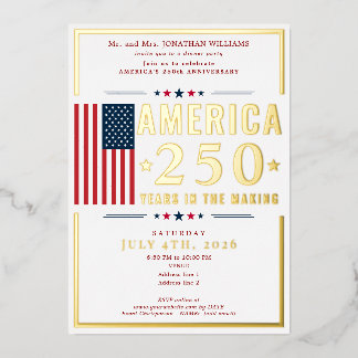 America 250 USA Flag Patriotic July 4th Red Formal Folieneinladung