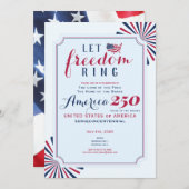America 250 Years US Anniversary Let Freedom Ring Einladung (Vorne/Hinten)