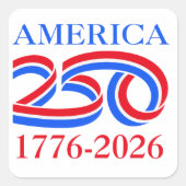 America 250th Anniversary 1776-2026 Patriotic Quadratischer Aufkleber (Vorderseite)