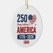 America 250th Anniversary, Custom Name USA Keramik Ornament (Rechts)