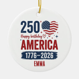 America 250th Anniversary, Custom Name USA Keramik Ornament