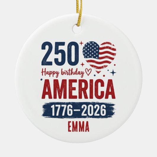 America 250th Anniversary, Custom Name USA Keramik Ornament (Vorne)