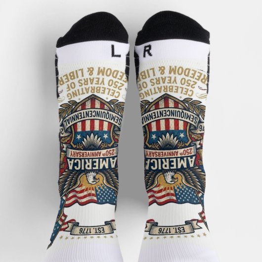 America 250th Anniversary Patriotic 1776 Freedom  Socken (Oben)