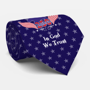 America 250th-Spirit of Freedom-Blue-Weiße Sterne  Krawatte