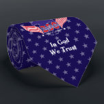 America 250th-Spirit of Freedom-Blue-White Stars  Krawatte<br><div class="desc">The United States will celebrate its 250th anniversary of independence on July 4,  2026,  and this design is a fantastic choice to celebrate! You can edit the text: In God We Trust. This design is available on a blue,  red,  and purple background,  with and without the tiling stars.</div>