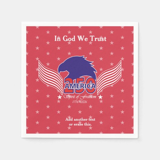 America 250th-Spirit of Freedom-Red-Editable Text Serviette (Vorderseite)