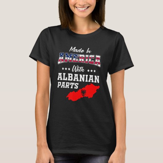 America Albanian Parts Albania Map USA Flag Ancest T-Shirt (Vorderseite)
