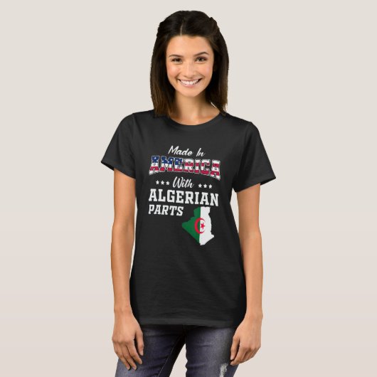America Algerian Parts Algeria Map USA Flag Ancest T-Shirt (Vorne ganz)