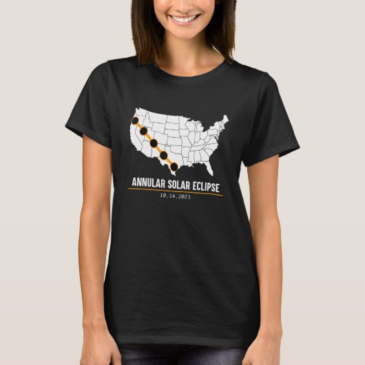America Annular Solar Eclipse Shirt Map USA 2023 S (Vorderseite)