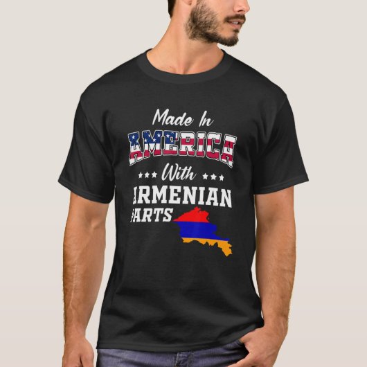 America Armenian Parts Armenia Map USA Flag Ancest T-Shirt (Vorderseite)