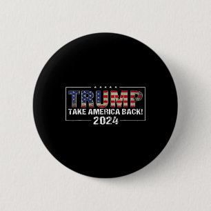 America Back American Flag Trump 2024 Men Women Gi Button
