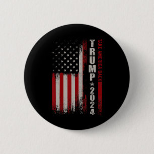 America Back American Flag Trump 2024 Men Women Gi Button