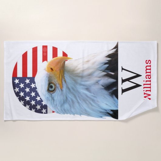 AMERICA BALD EAGLE Monogramm Strandtuch (Vorderseite)