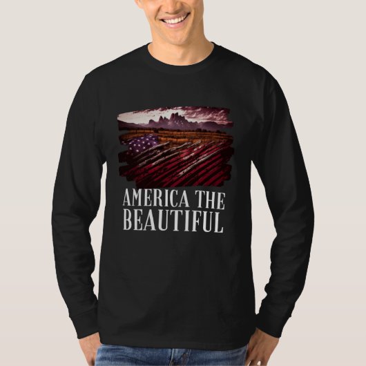 America Beautiful Mountains Purple Patriotic Decor T-Shirt (Vorderseite)