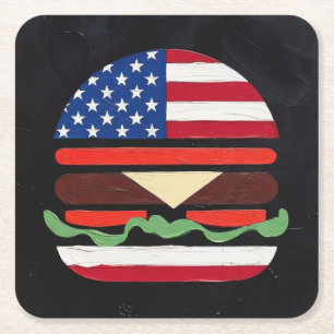 America Burger (Schwarze Malerei Nr. 4) Rechteckiger Pappuntersetzer
