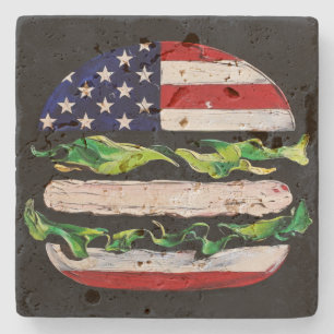 America Burger (Schwarze Malerei Nr. 5) Steinuntersetzer