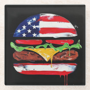 America Burger (Schwarze Malerei Nr. 6) Glasuntersetzer